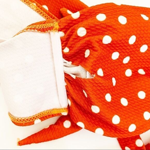 Bandeau Style Low Waist Polka Dot Bikini Set, Orange Size XL/10 NWOT - Picture 7 of 8
